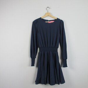 Lily Pulitzer Lorella Stretch Dress 4 Blue Fit & Flare Smocked Waist Party 424